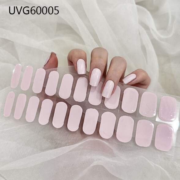 Gel Nail Sticker Semi Cured Gel Nail Strips Lasting Nail Sticker UV Lamp Needed