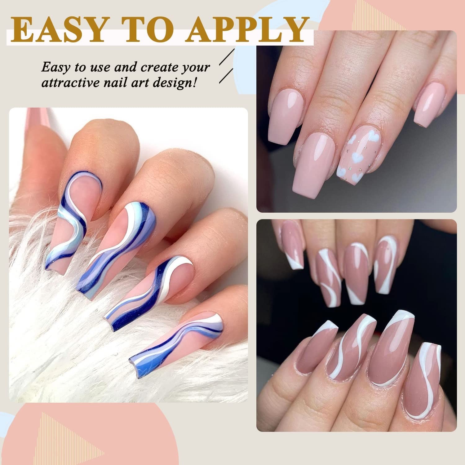 White Nail Art Gel Liner with Built-In Brush – Effortless Swirl & French Nails