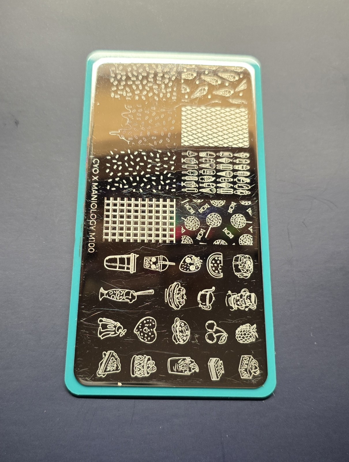 M100 Cyo X Maniology Design Contest Sweet Thing Candy Cake Nail Stamp Plate HTF