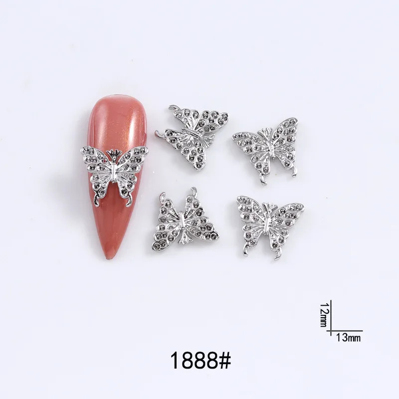 20Pcs Nail Art Butterfly Metal 3D Decals Alloy Gold/Silver/White Butterfly Shape