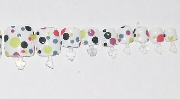 Colourful Polka dots- press on Toe nail set- (Set of 18 sizes 0-8) Toe Nails
