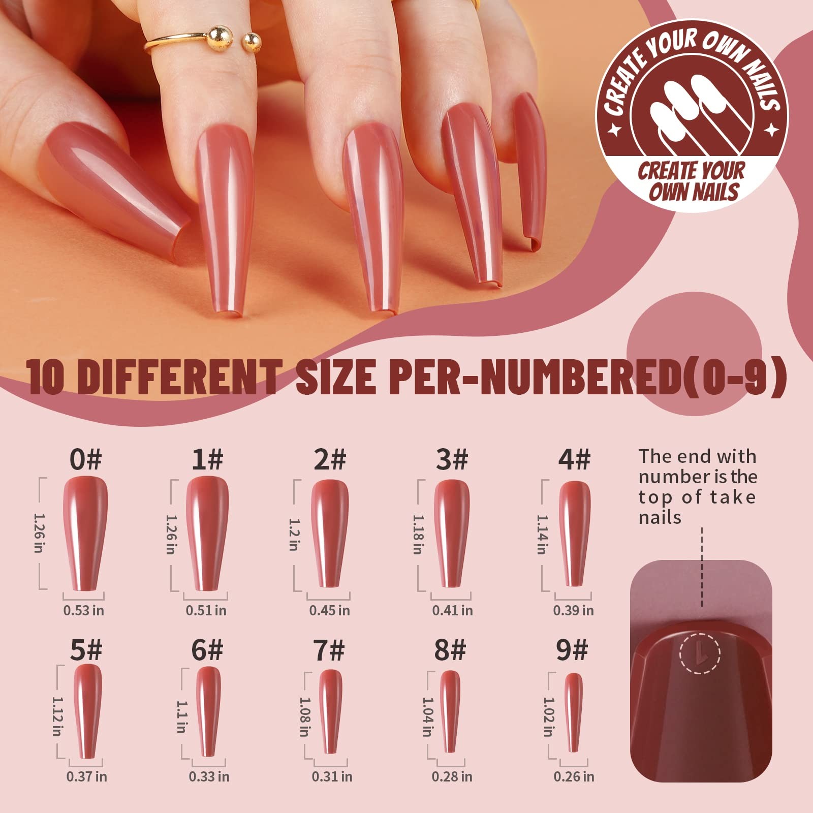 Teenitor Full Cover Color Press On Coffin Nails, 576pcs Fake Nail Tips in 24 …
