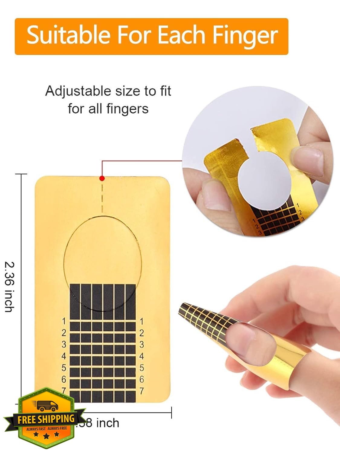 Yokilly Nail Forms Gold Rectangle 100pc Acrylic