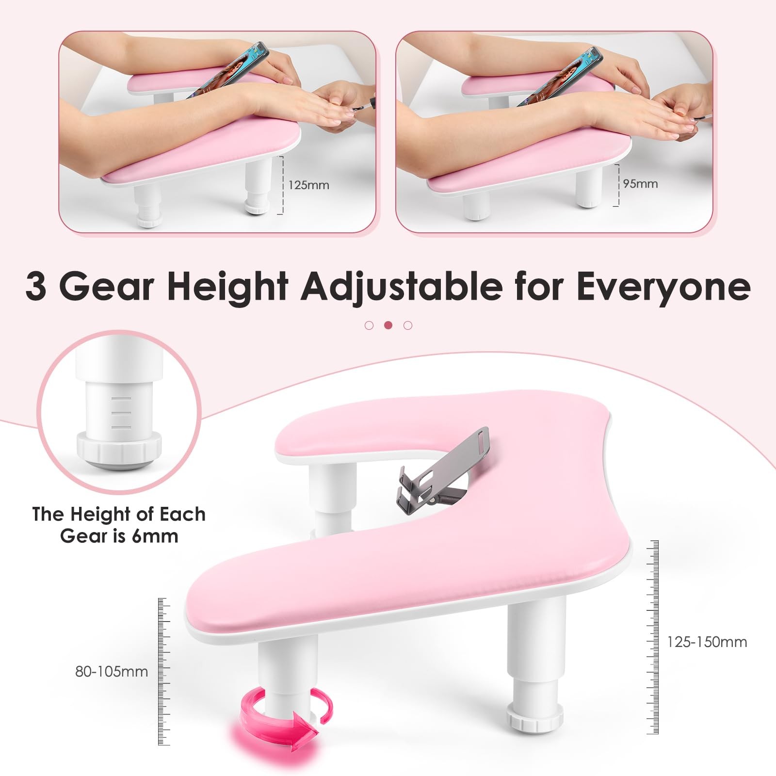 Arm Rest for Nails Tech: U Shaped Adjustable Height Ergonomic Nail Hand Rest …