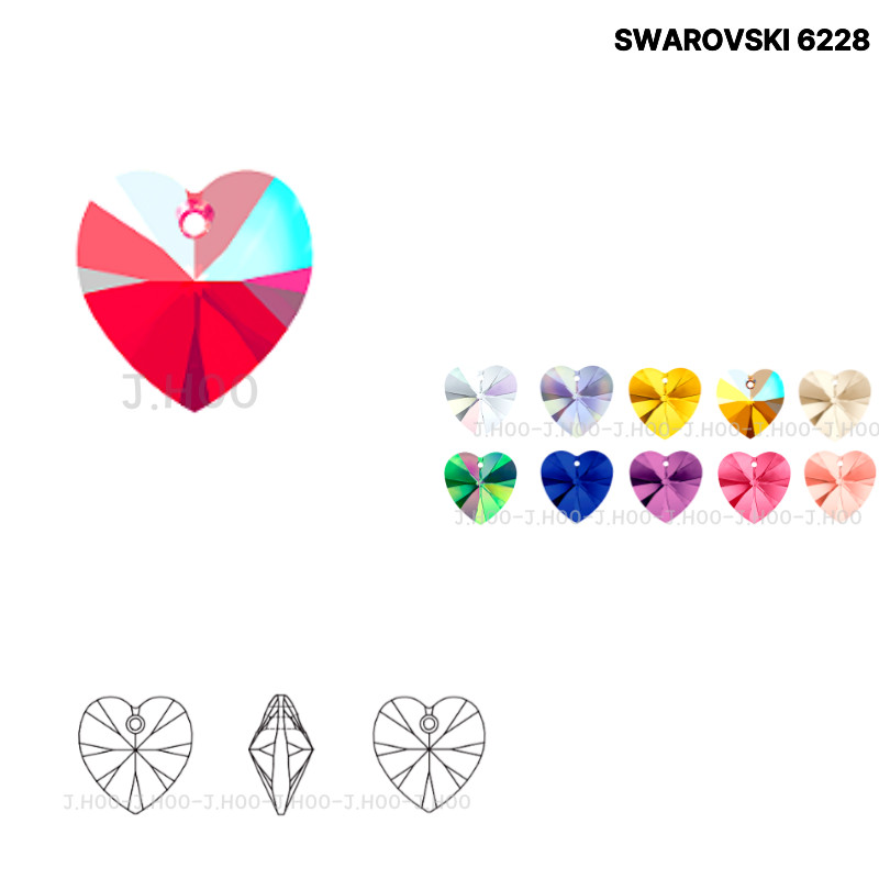 Swarovski 6228 XILION Heart Pendant 10.3mm Crystal Charm 2pcs