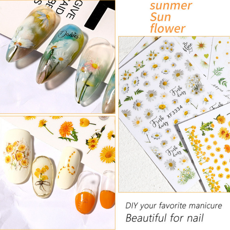 3D Nail Art Stickers Dandelion Daisy Flower Series Manicure Gel Decor DIY NS33