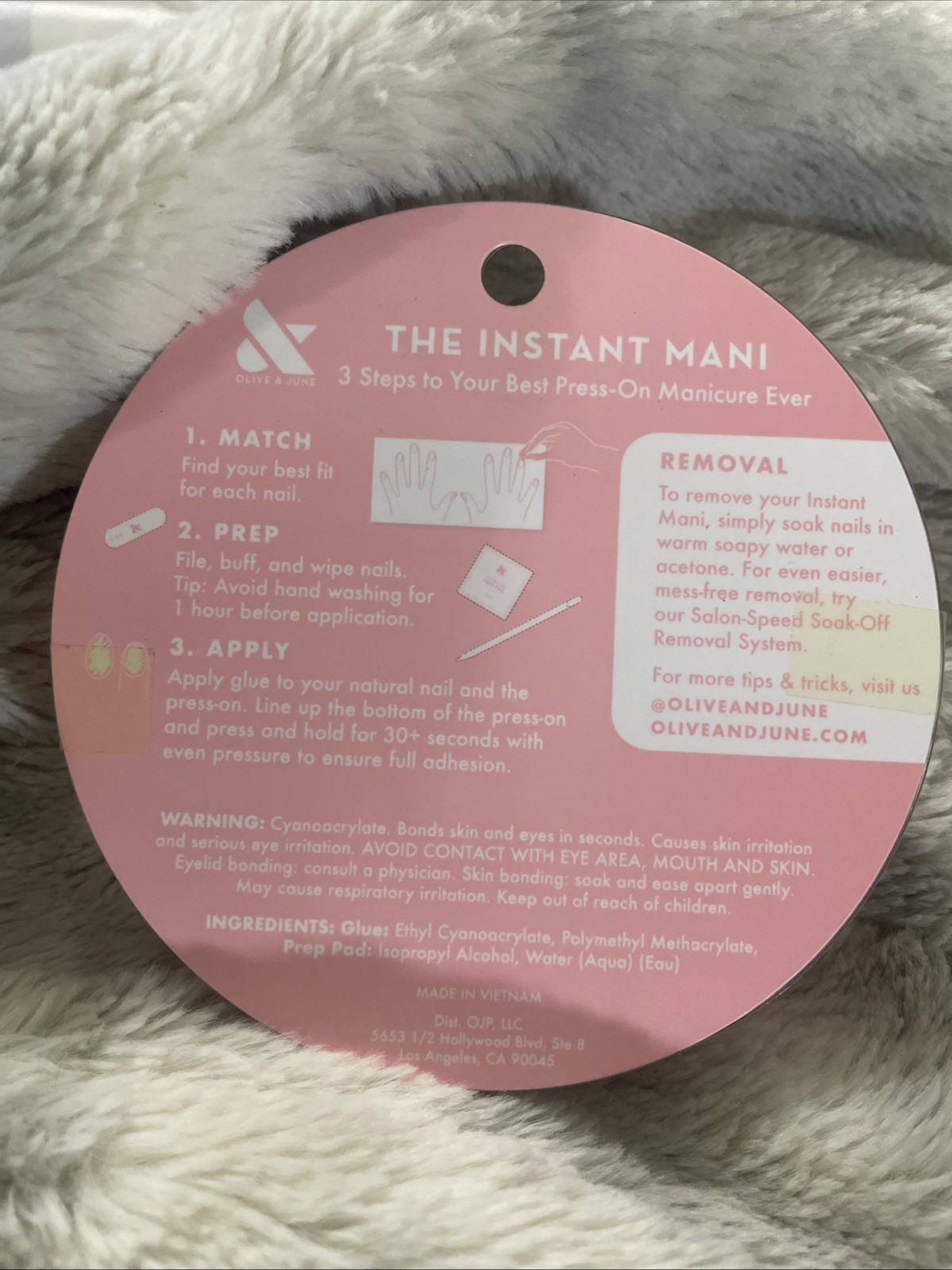 Olive & June Instant Mani Press-On Nails Short Round Pink Chrome French