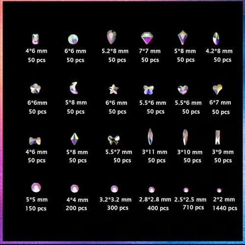 Nail Art Rhinestones Kit – 900 Special-Shaped AB Diamonds & 3200 Flat Gems for D