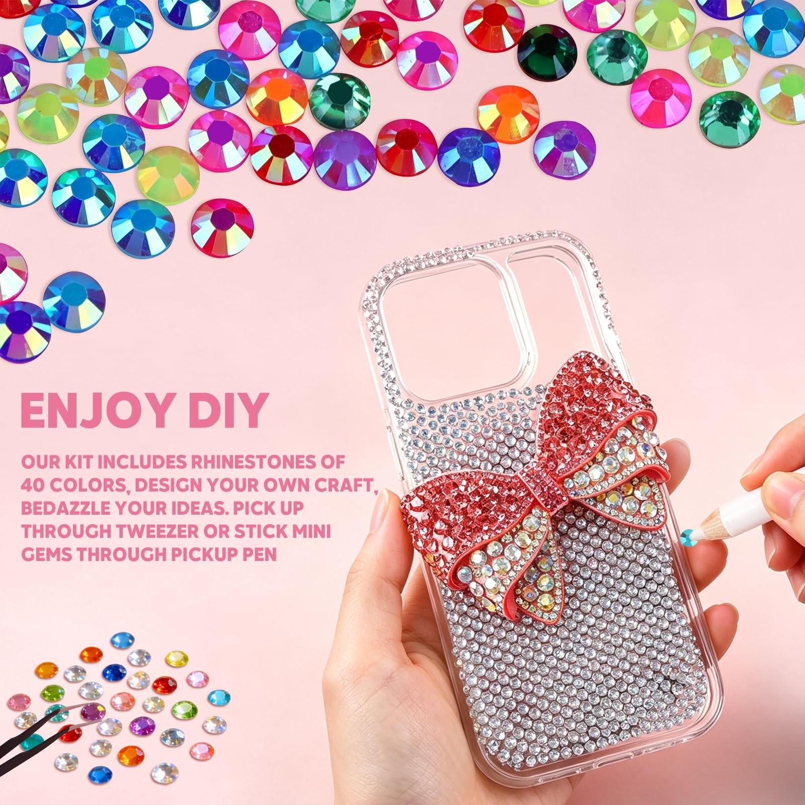 Bedazzler Kit with Rhinestones, 48000Pcs 3mm Resin Jelly Rhinestones for Beda…