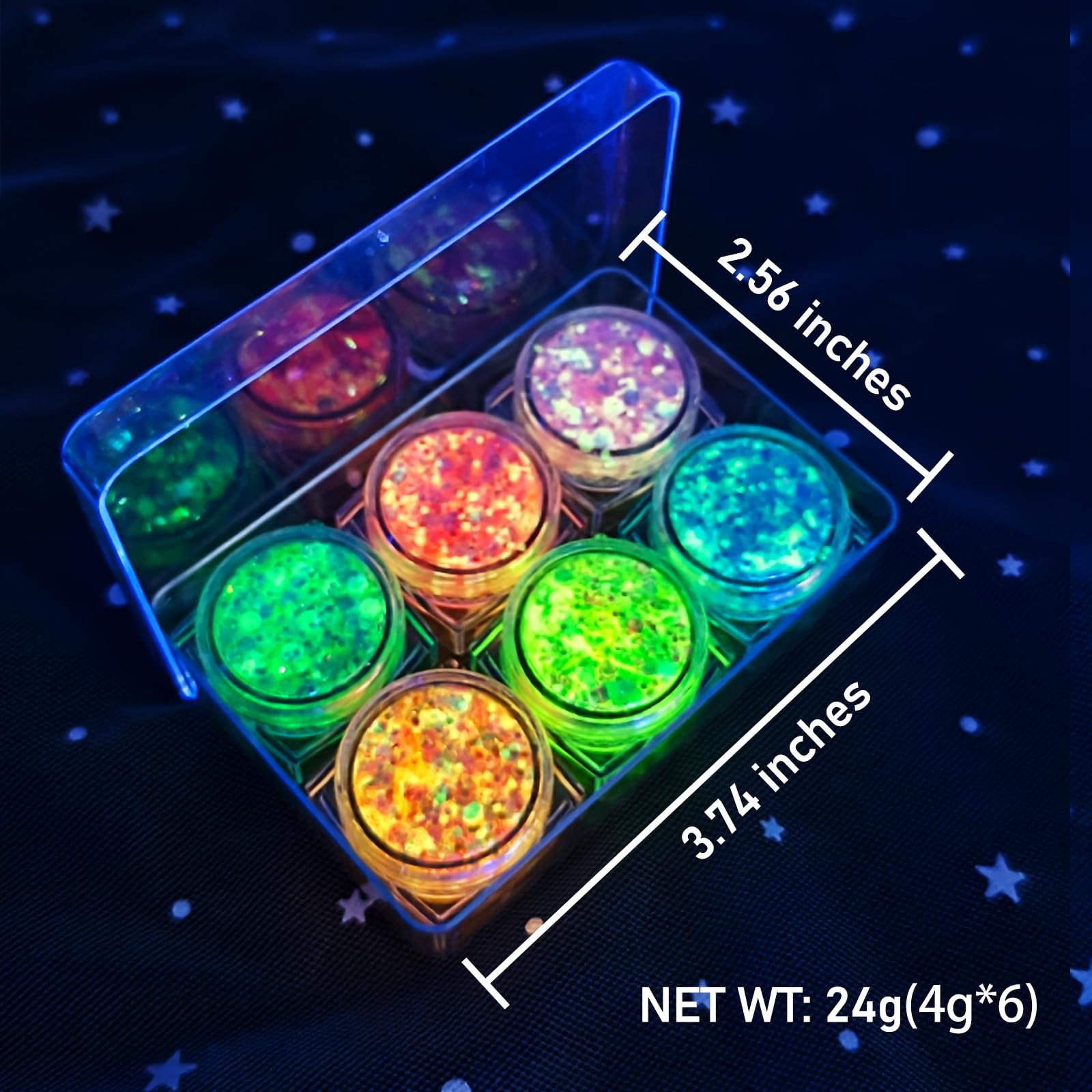 6 Colors Glow Body Glitter Gel, Glow in The Dark Hair Face Glitter Gel, Rave …