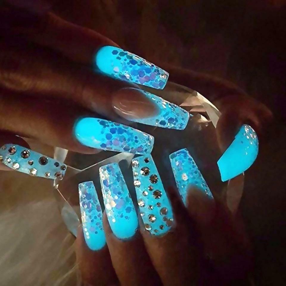 GLOW IN THE DARK POWDER LUMINESCENT ACRYLIC NAIL PAINTING NEON FLUORESCENT UK