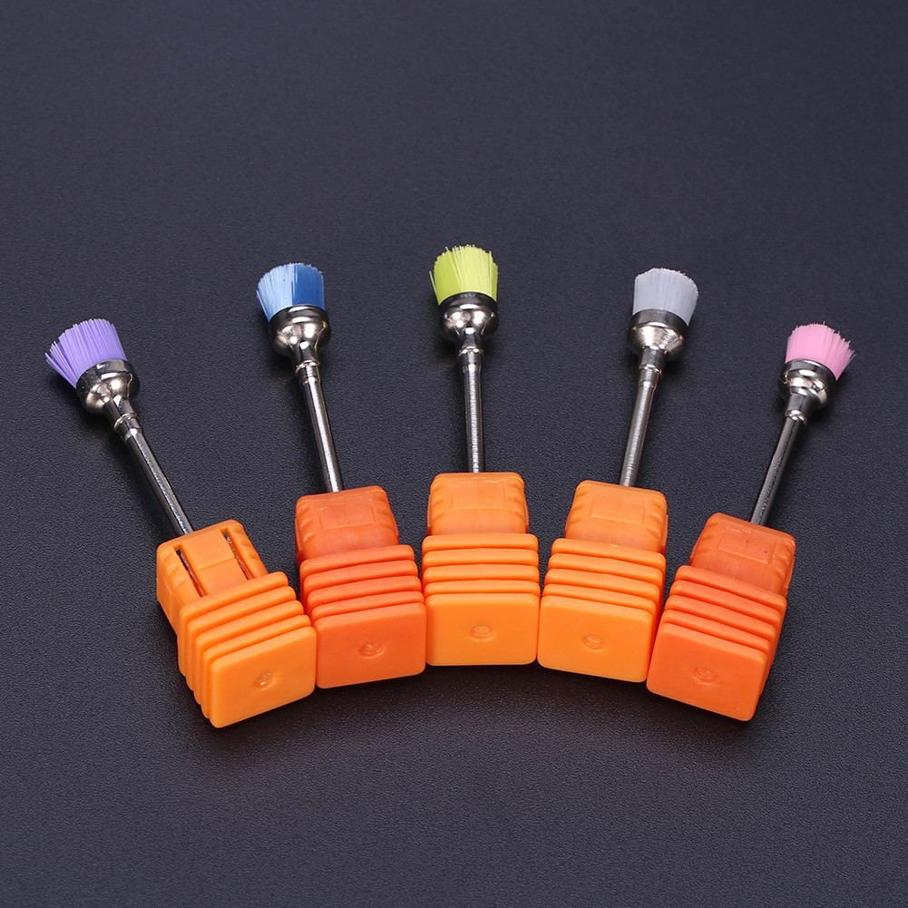 5pcs Nail Polish Grind Drill Clean Brush Head For Electric Nail Drill Machine