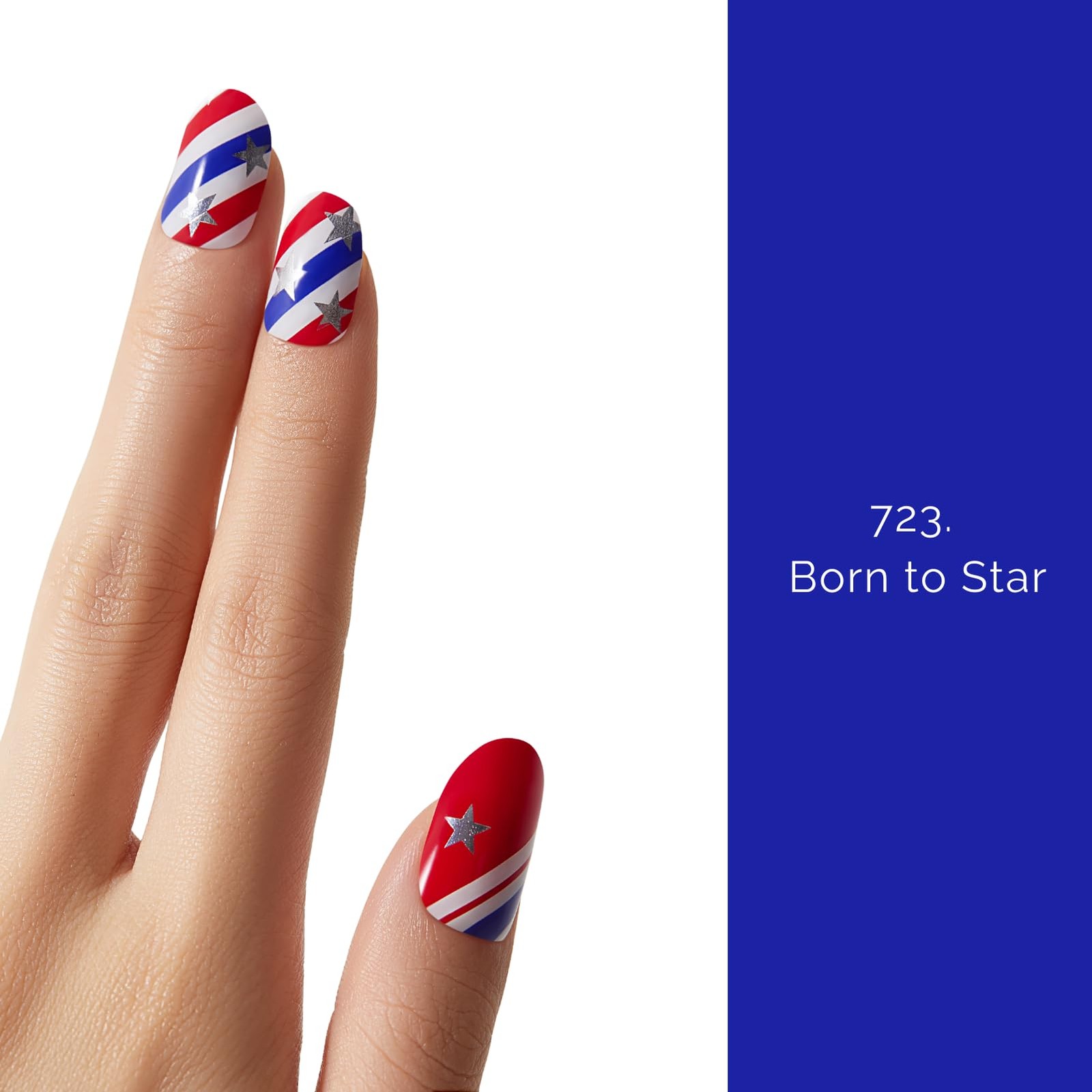 July 4 Semi Cured Gel Nail Strips – 20 Pcs Nail Stickers Extra Long Wraps wit…