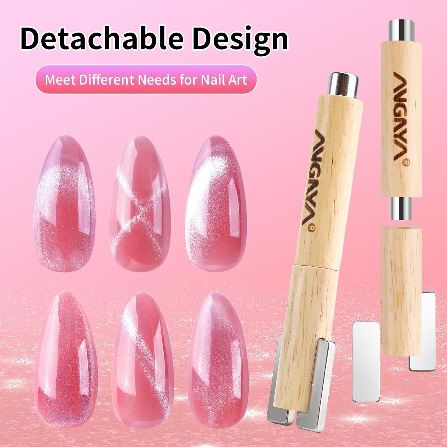 Cat Eye Magnet for Nails, Multifunctional Nail Magnets for Nail Art with Wooden