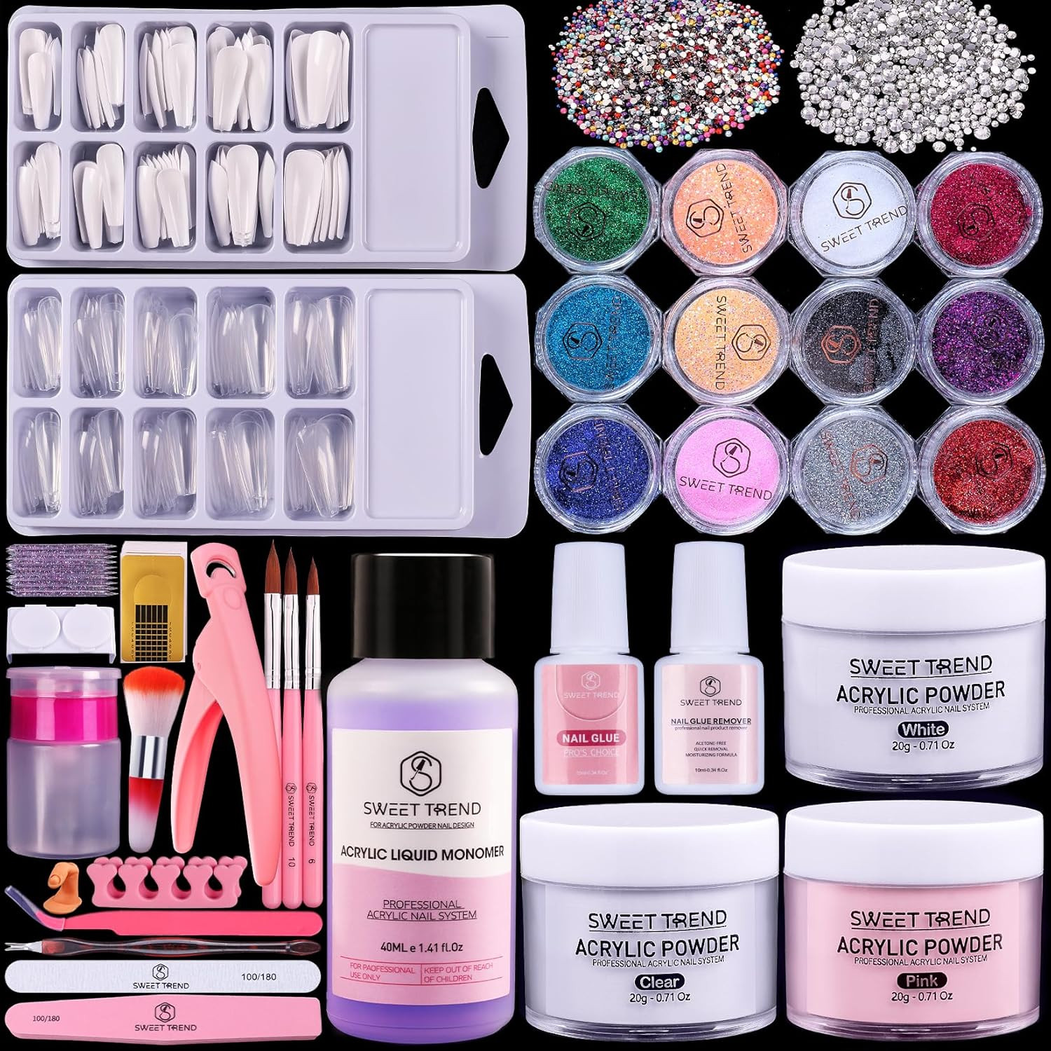 Beginners Nail Kit Acrylic Set: Professional Ultra-Fine Acrylic Powder Kit with