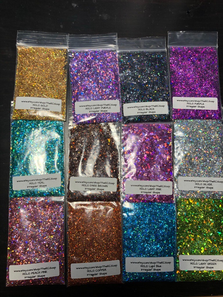 50g Solvent Resistant IRREGULAR CUT SHAPE Glitter LIGHT PURPLE ART Nail Craft