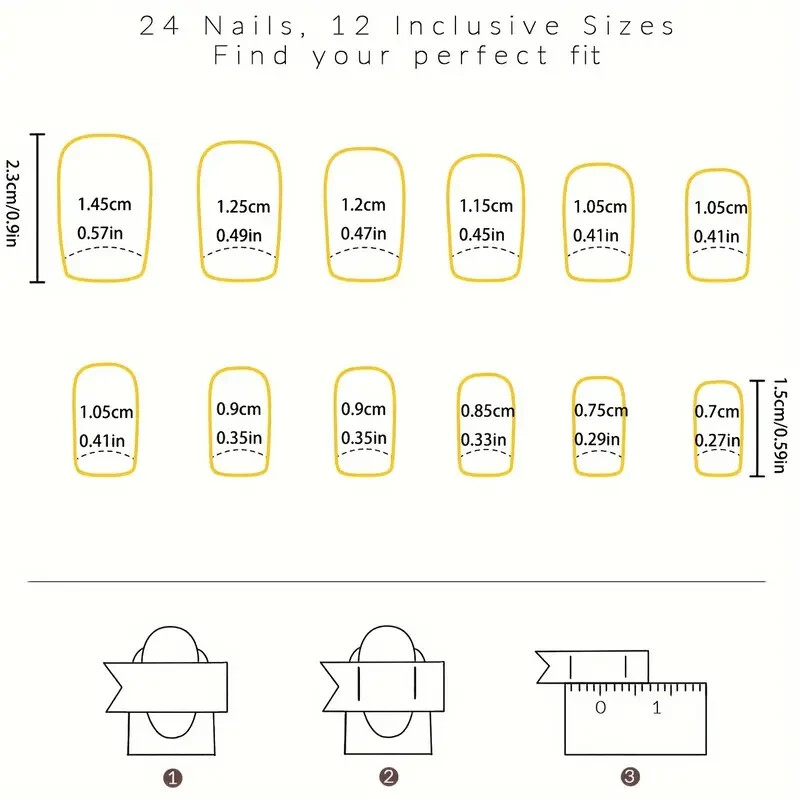 24pcs wearable nail products, new sweet and cool rainbow stripe pattern style
