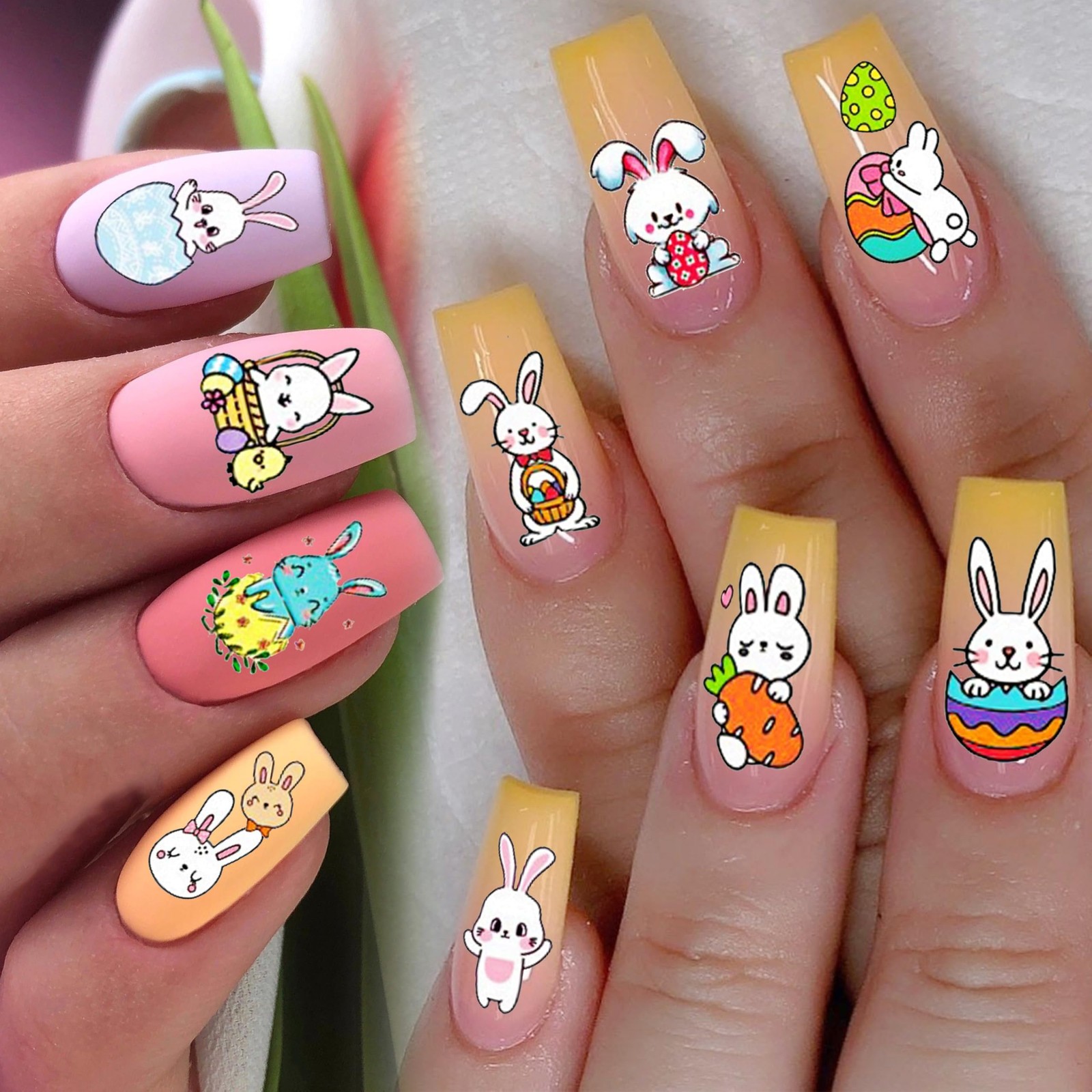 COKTAK 6 Sheets Easter Nail Art Stickers Decals 3.74×2.56 Inches, Colorful