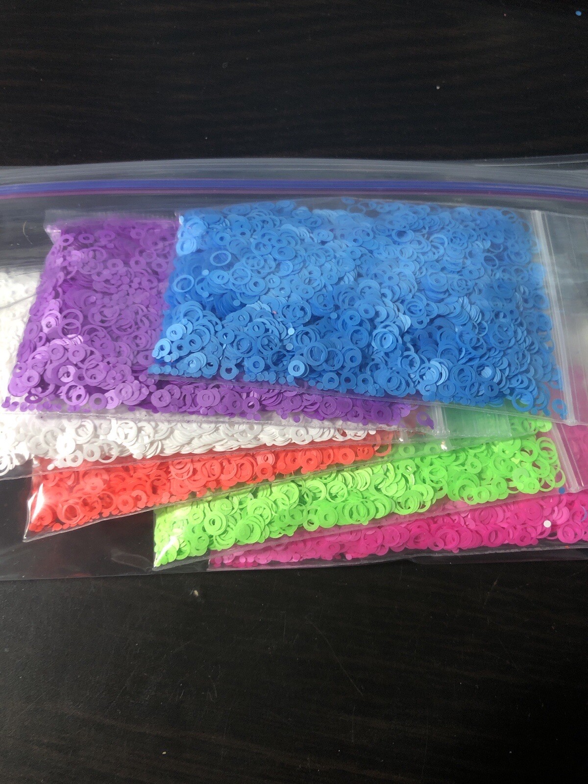 Neon White HOLLOW CIRCLE Shape Epoxy Resin Nail Art Face Festival Craft 50G Bulk