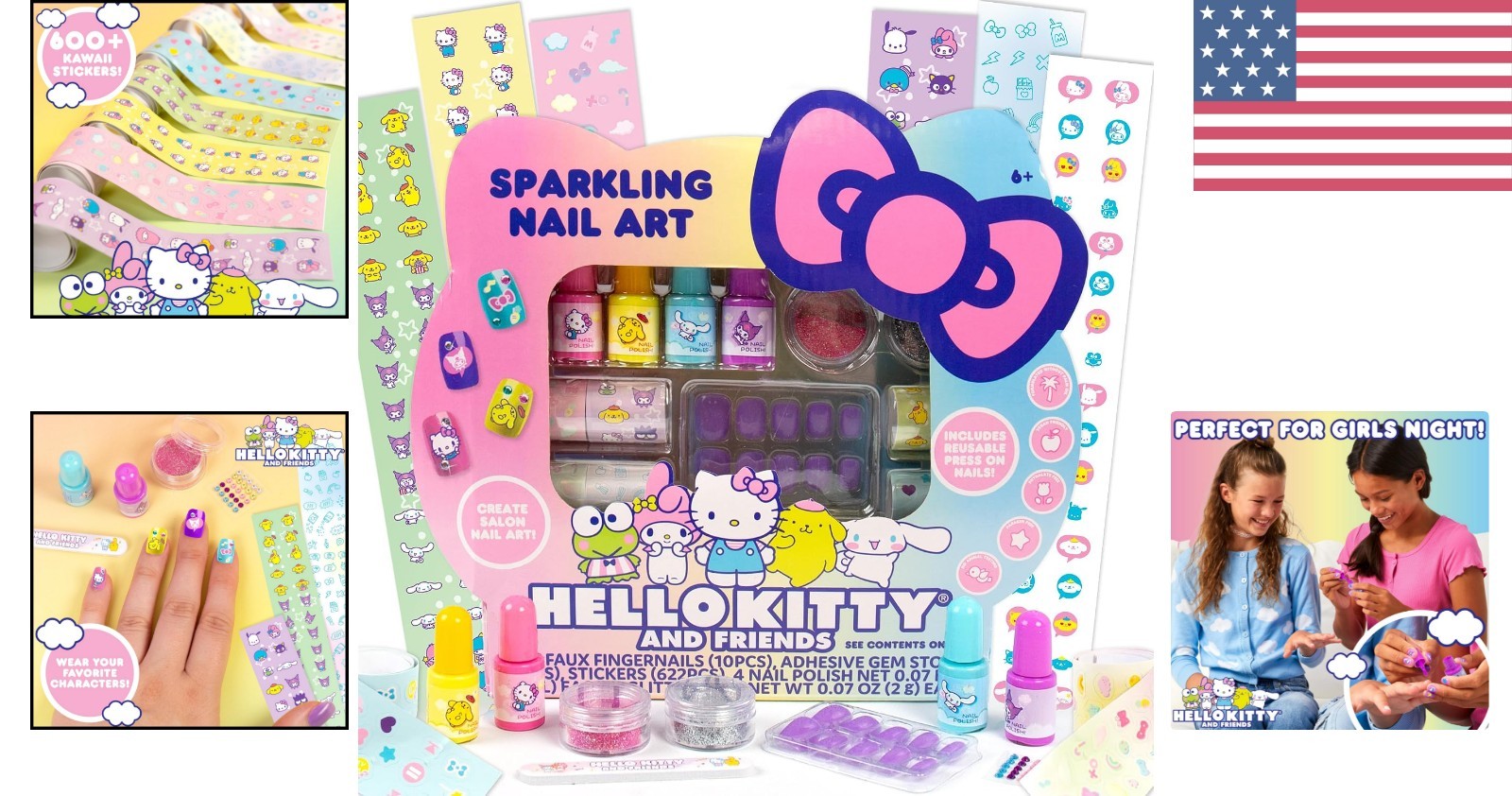 Vibrant Hello Kitty & Friends Nail Art Kit – 4 Colors & Mini File Included