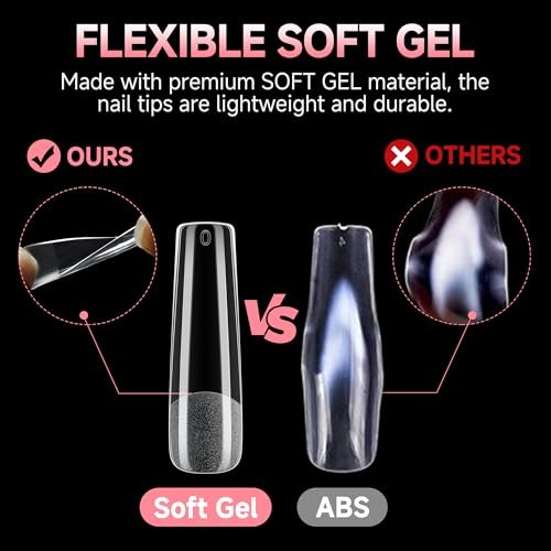 Long Square Gel Nail Tips XXL: Pre shaped Full Cover Gel Tapered Square