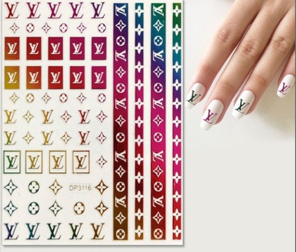 NWT NAIL ART DESIGN SELF-SEAL STICKERS HOLOGRAPHIC RAINBOW N°175!