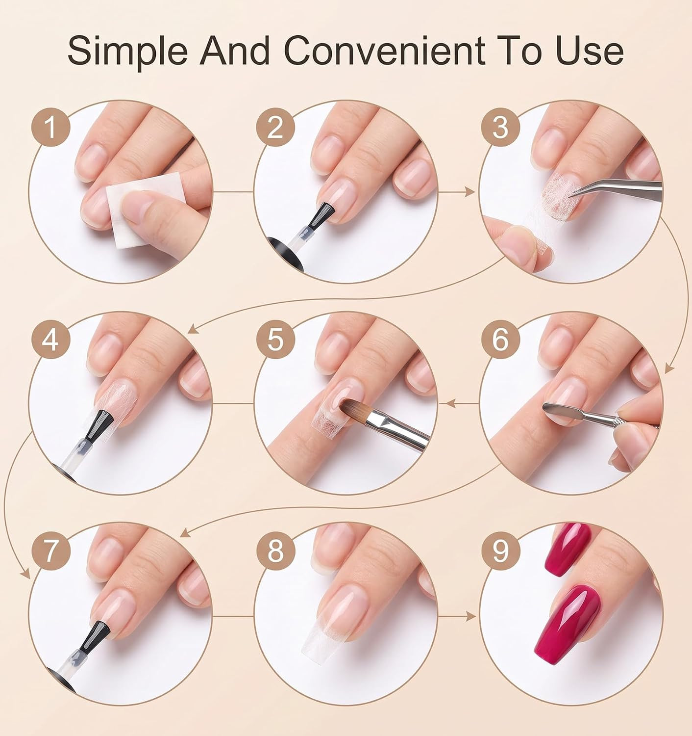 100 Pcs Silk Nail Wrap, Fiberglass Nail Extension Wrap with Tweezers