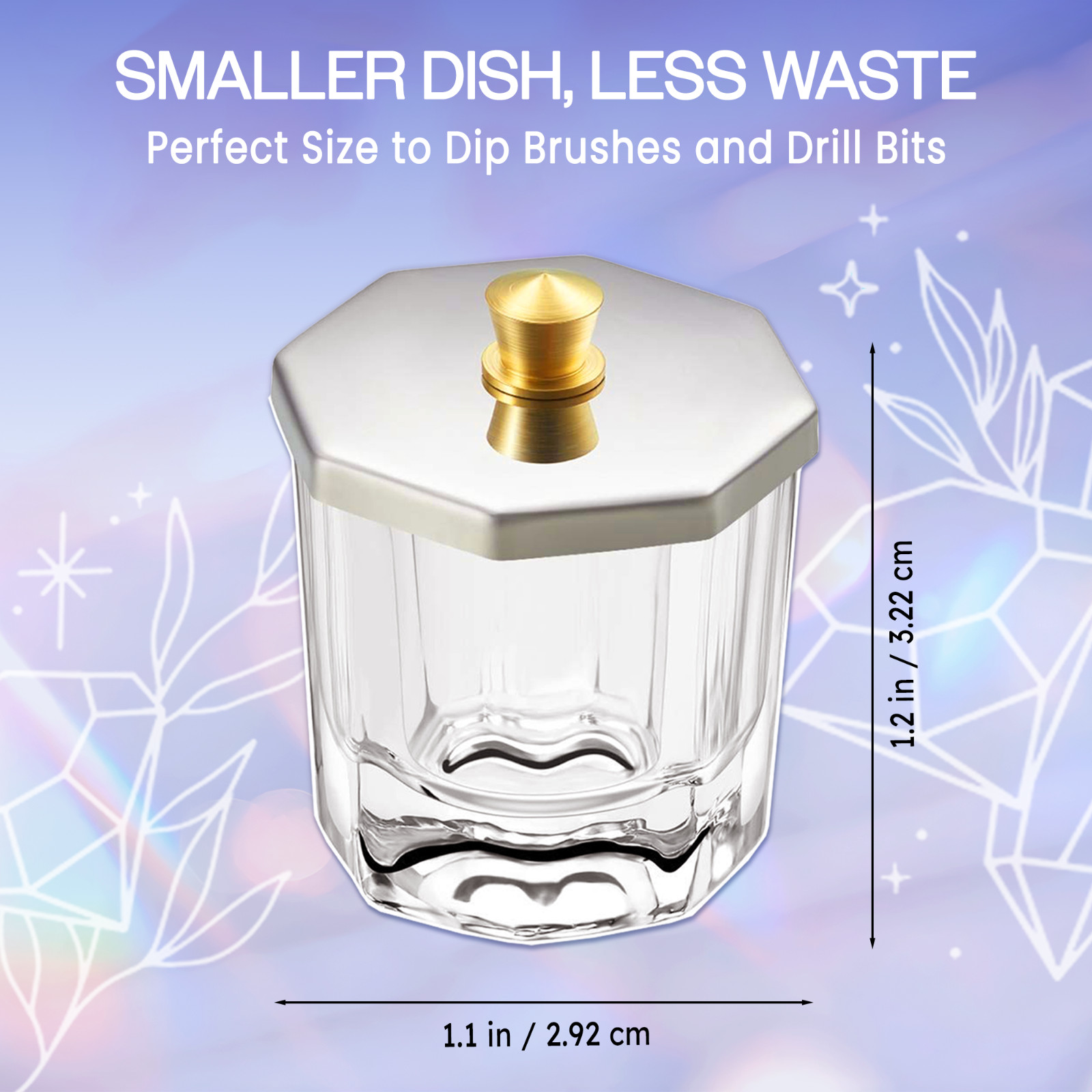 Octagon Shaped Glass Dappen Dish With Metal Lid