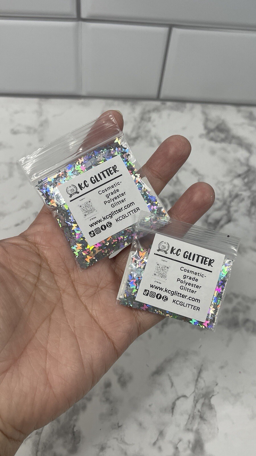50g Solvent Resistant BUTTERFLY shape Glitter (Holo Silver) Nail Art DIY Craft