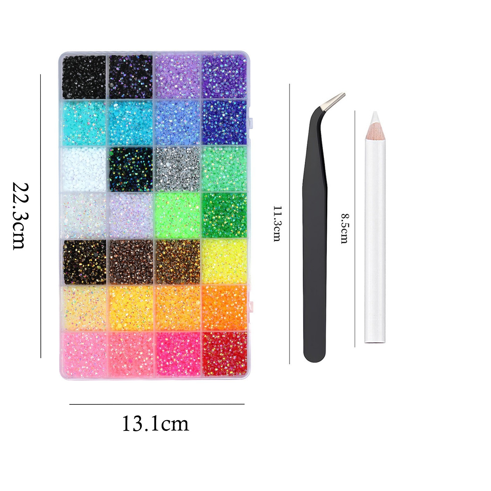 Flat Back Nail Art Rhinestones Wax Pen & Tweezers for Nails Mix Sizes 3/4/5/6mm