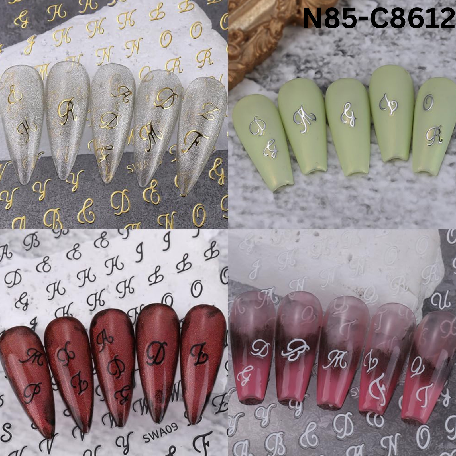 Nail 3D Roman Letter Nail Stickers, English Alphabet Nail Stickers, Nails Art St