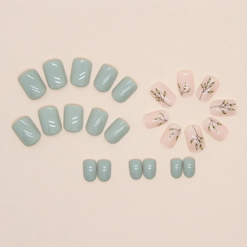 Curvlife Press On Nails – Acrylic Fake 0.23 Fl Oz (Pack of 1), Bamboo green