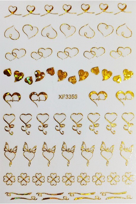 12 Sheets Nail Art 3D Decal Stickers heart with cardiogram bow clover XF335 NH21
