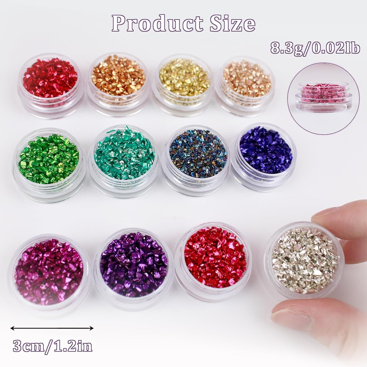 Irregular Nail Chunky Glitter Set 12 Colors Small Crushed Glass for Resin Art Sp