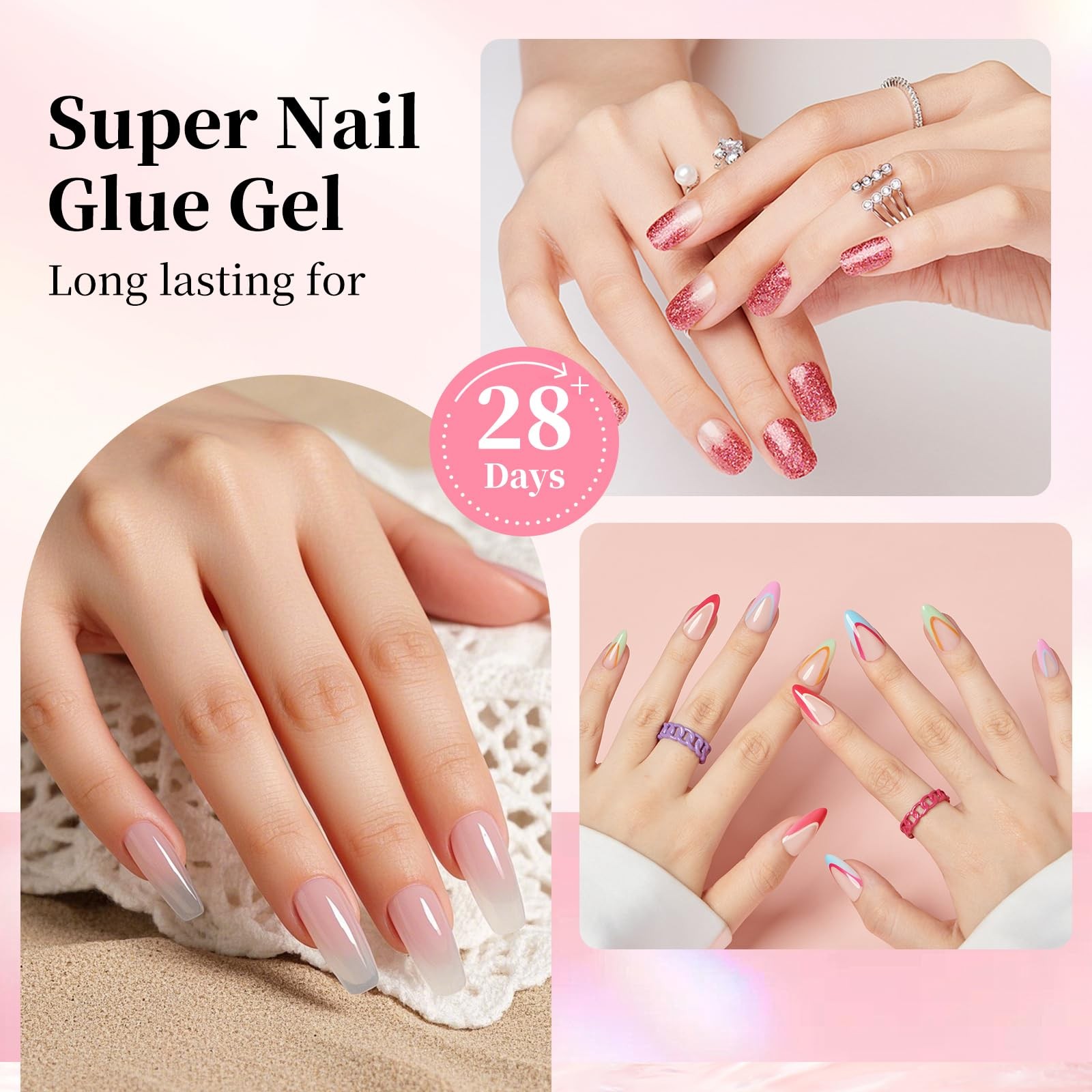 Nail Glue for Press On Nail Adhesive, Long Lasting Glue for False Nails & Tip…