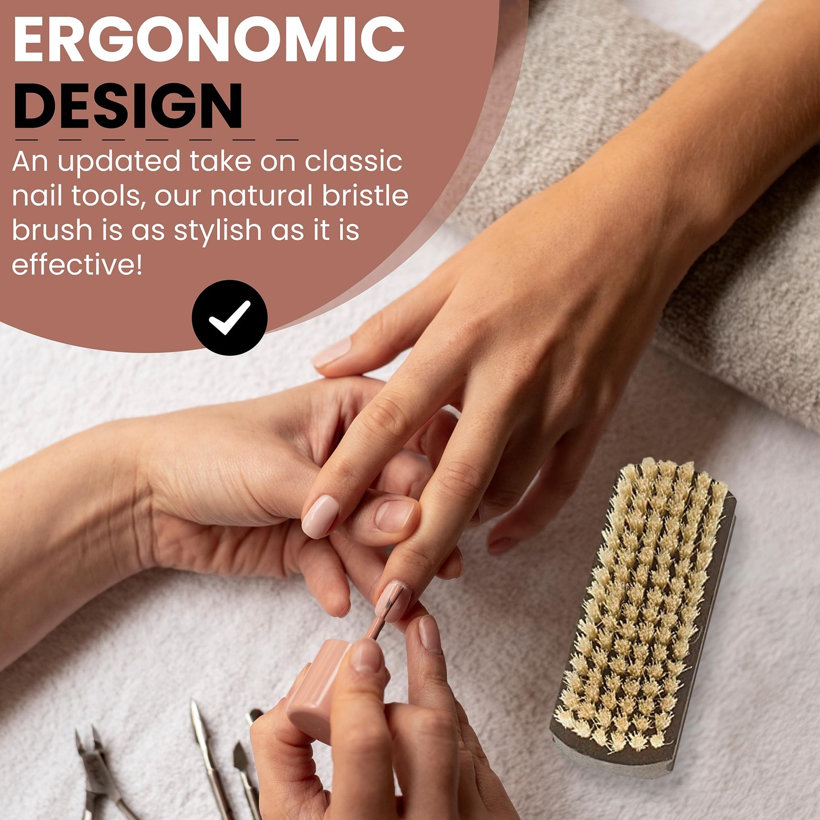 Nail Brush 3.6 X 1.97 in Thermo Beech Wood Light Bristle – Gentle Skin Care