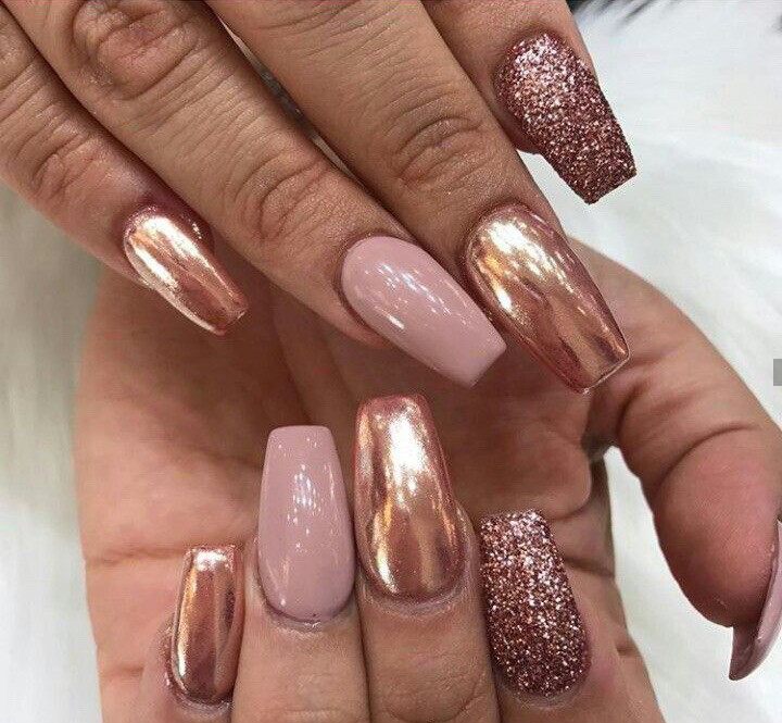 New ROSE GOLD NAILS POWDER Mirror Chrome Effect Pigment Nail Art UK SELLER (u)