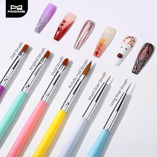 Nail Tools Kit, 6PCS Nail Brushes for Nail Art, 1PCS Resin Nail Polish