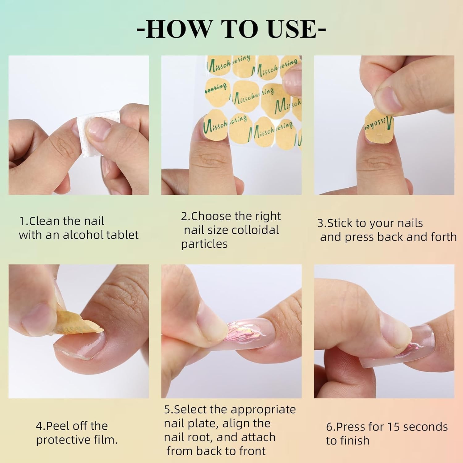 288Pcs Nail Adhesive Tabs for Fake Nails Nail Glue for Press Ons with 0.3Mm Ultr