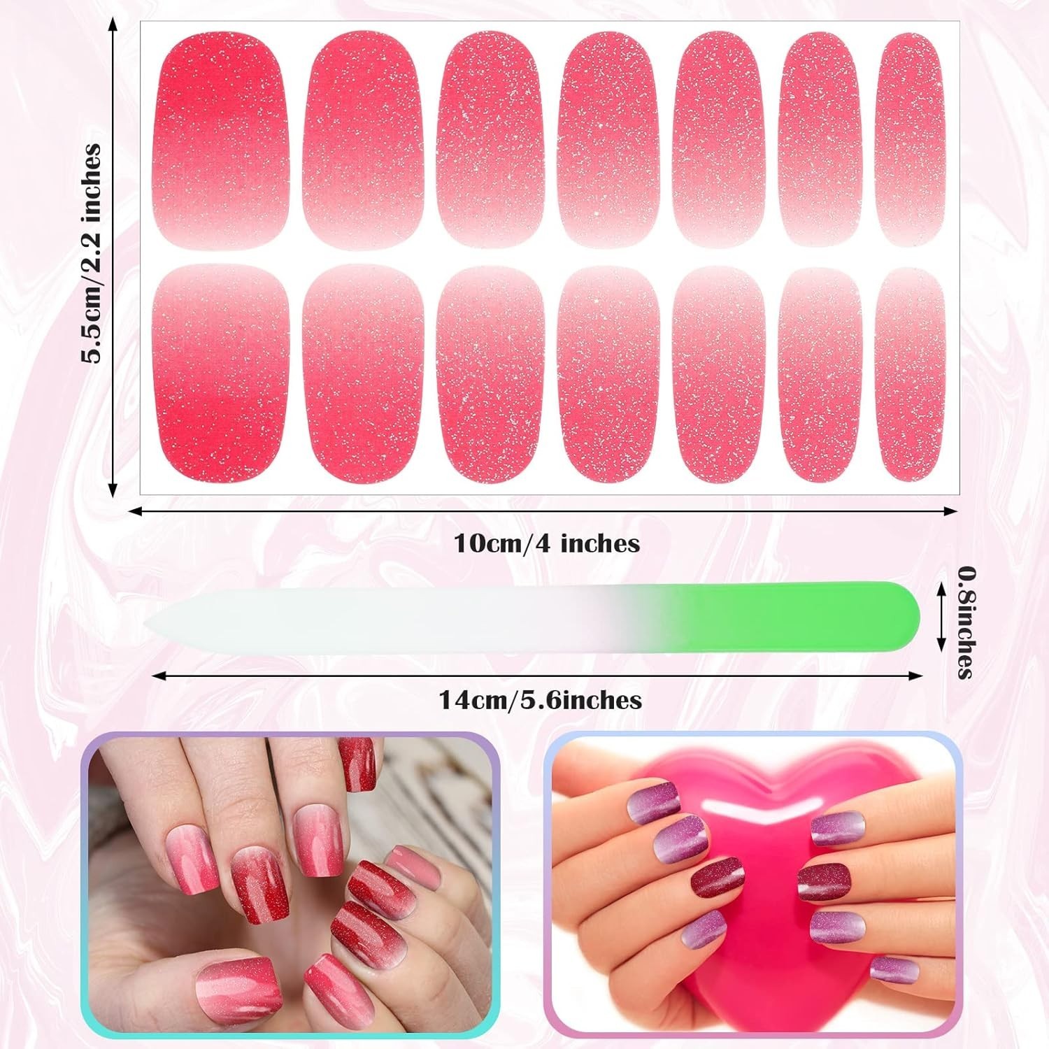 Color Nail Strips 700 Pieces Shimmery Nail Wraps Stickers Variety Pack for Women
