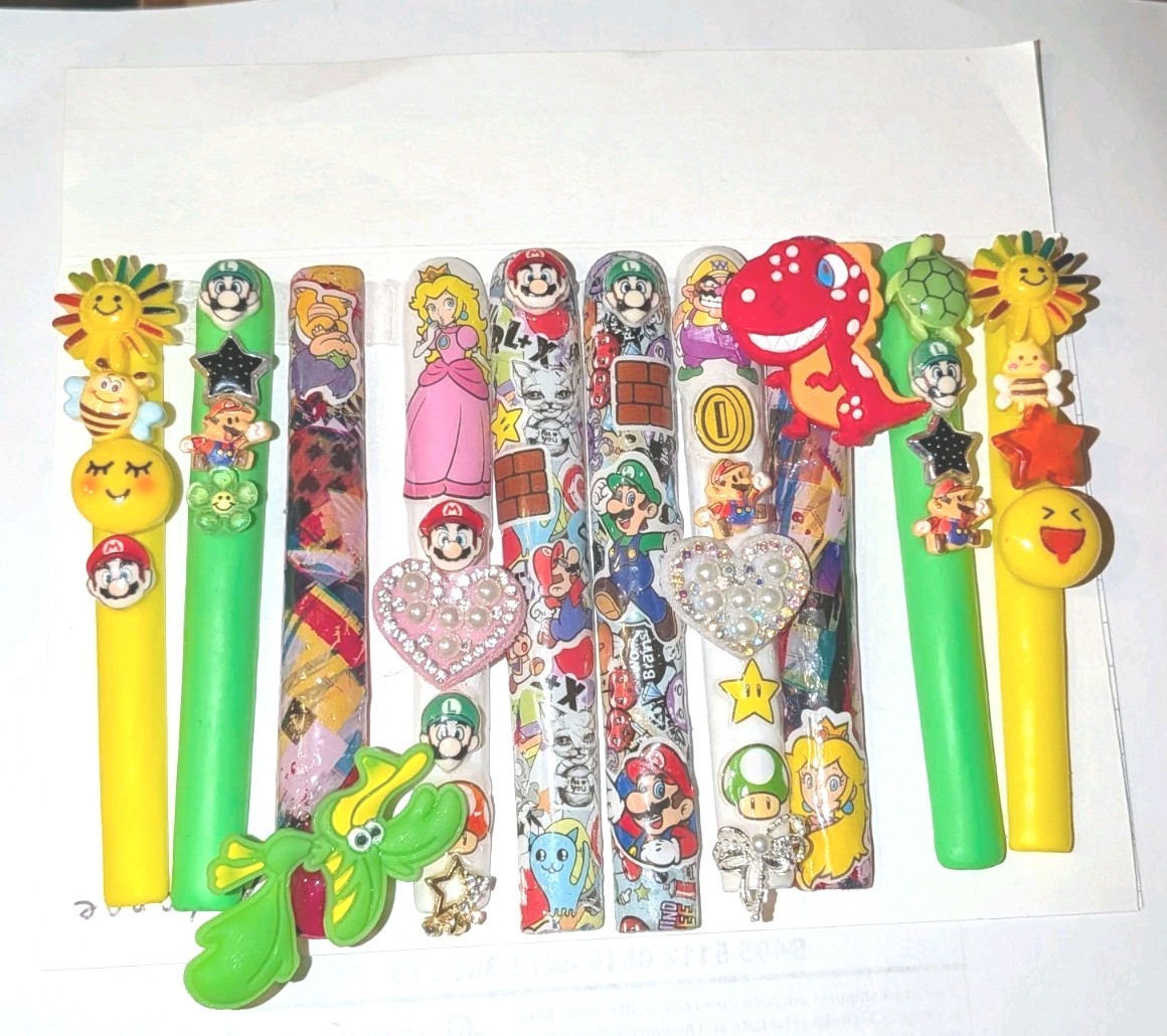 Bright Custom Super Mario Multicolor Decorative 6Xl Press On Nails Sz X-Large