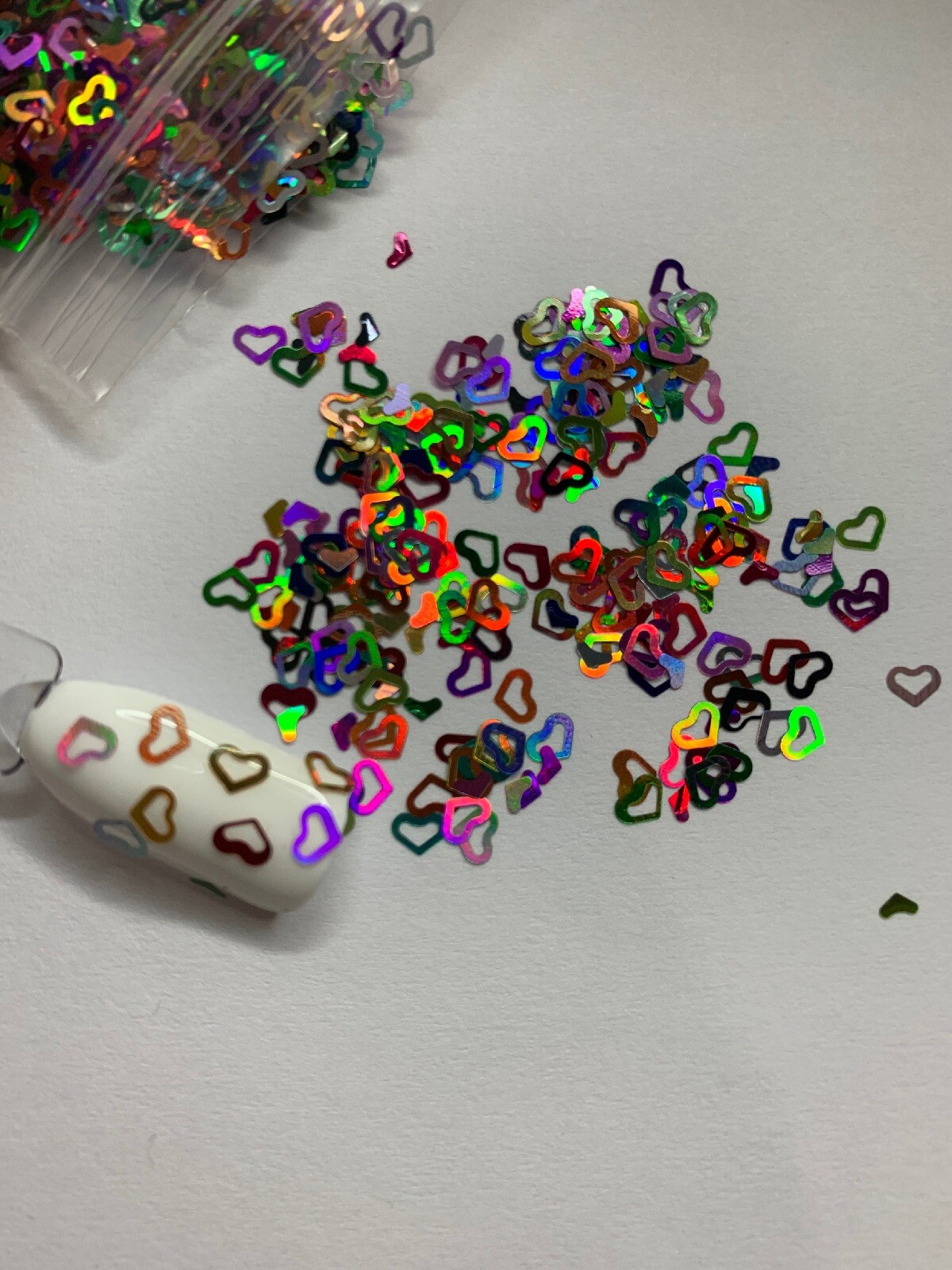 Valentine’s Holo Multicolor Hollow Heart Glitter| 1 TSP | Nail Art & Acrylic