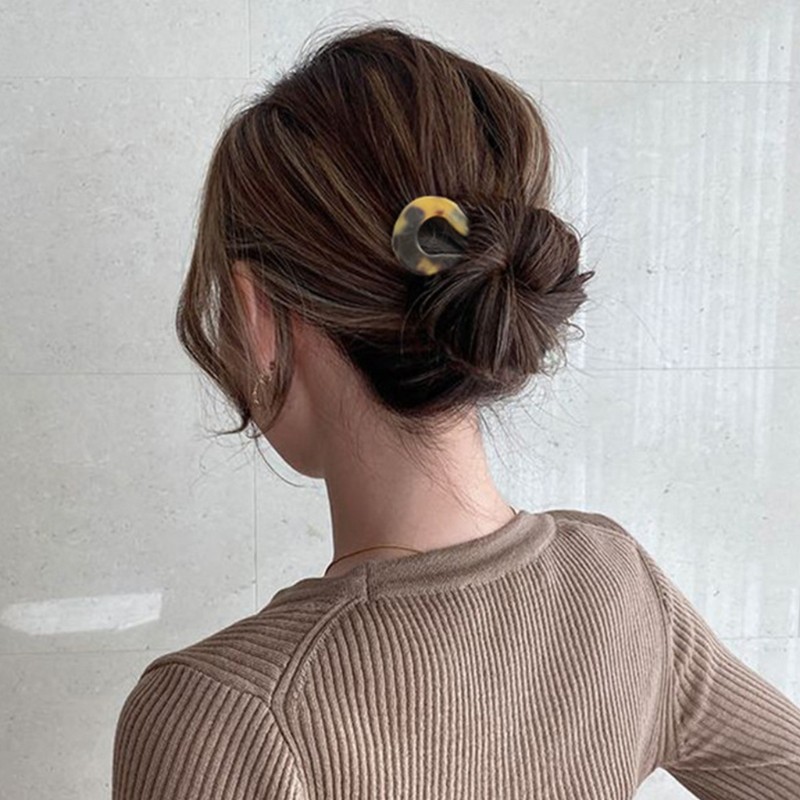 Twist Hair Clip Acetate Large Wavy U-Shaped Hairpin Tortoise Chignon Pin