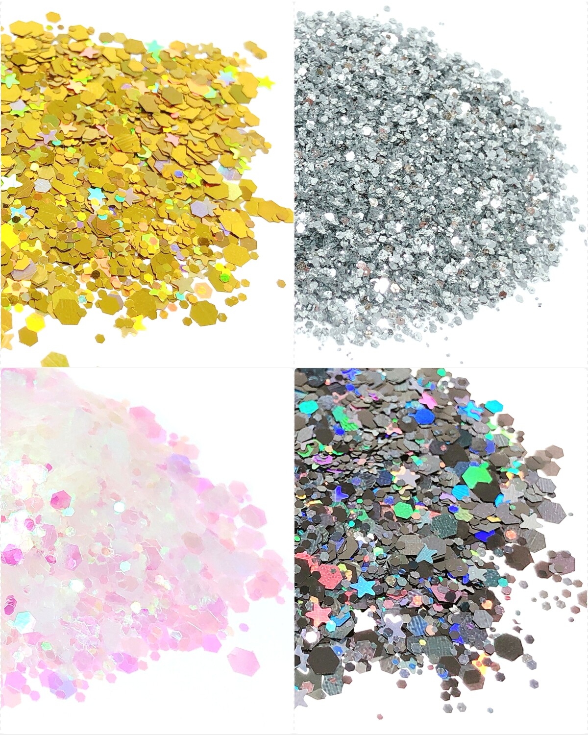 Chunky Sparkling Glitter for Hair Face Makeup Nails (8 Colors), Rainbow Star