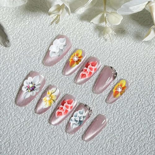 1 Box 12 Pcs Embossed 3D Flowers Nail Charms for Nails Simulation Flowers