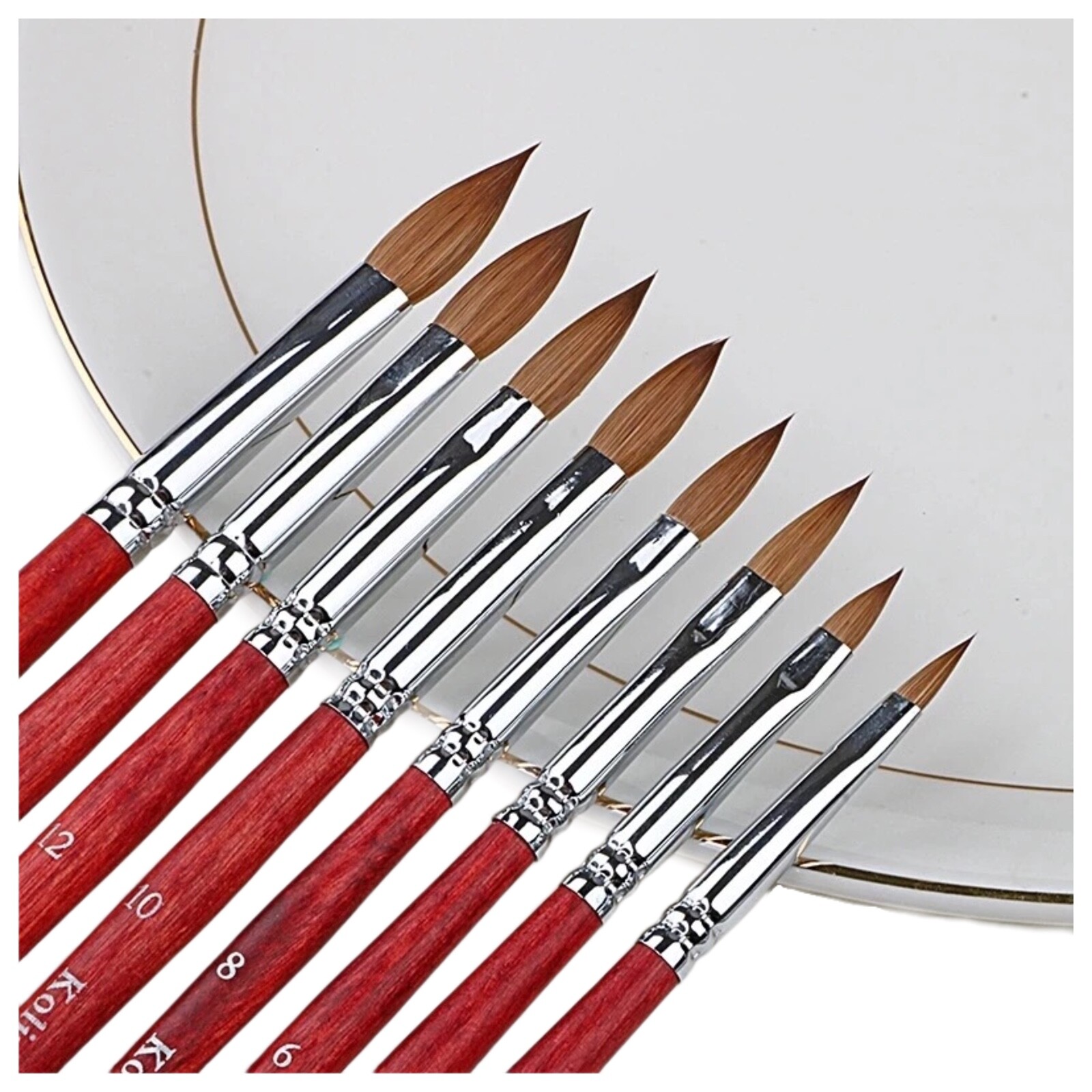 Ex kolinsky Acrylic Nail Brush Red Wood Size #2+#4+#6+#8+#10+#12+#14