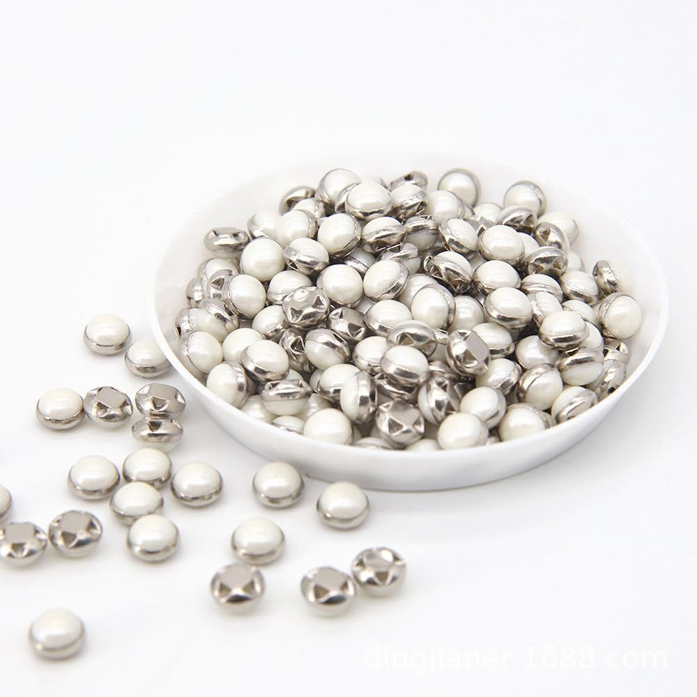 50 Pcs on Faux Pearls Flatback Half round Bead Buttons for Clothing Shoes Bag Be