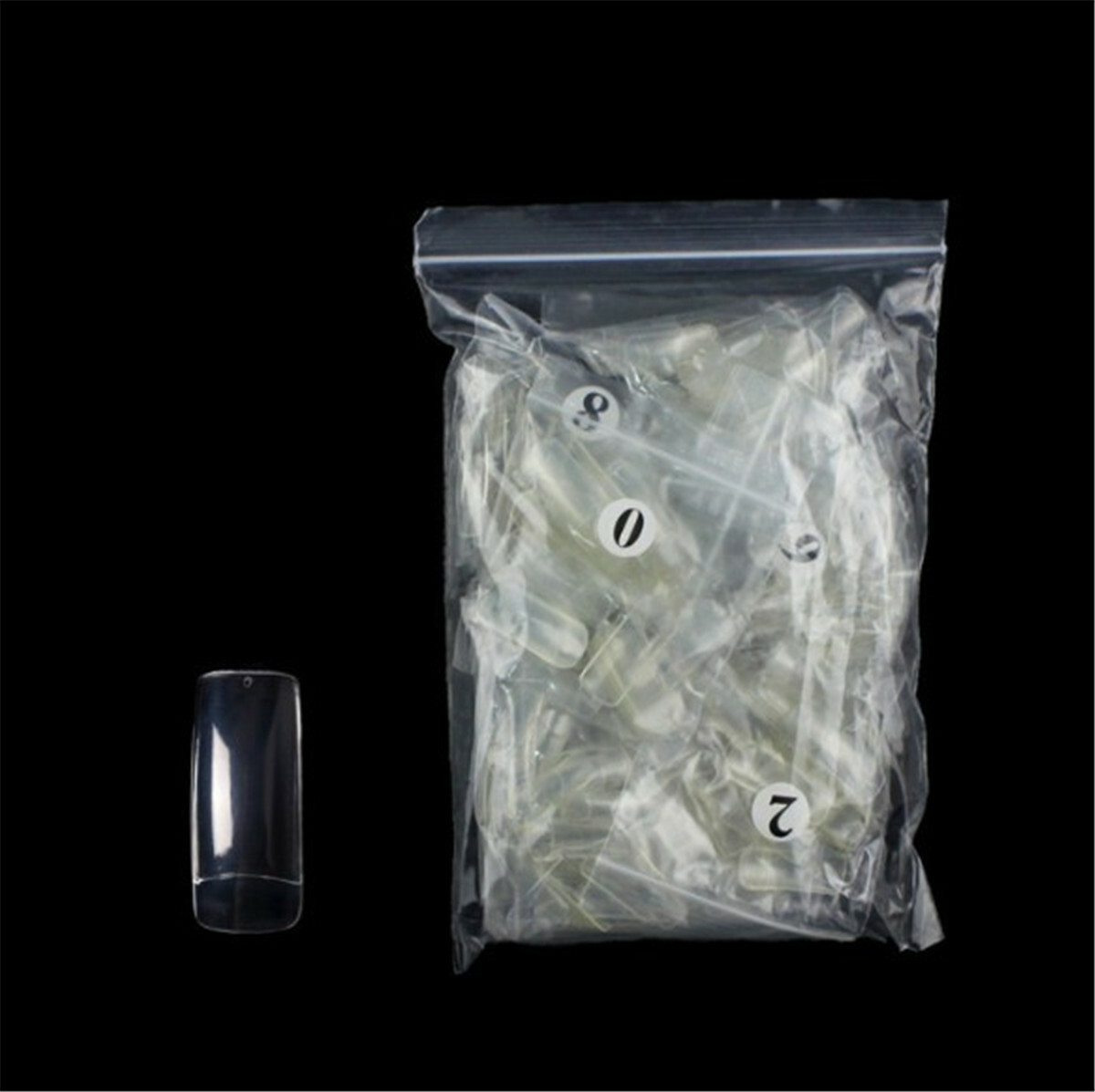 500pcs DIY False Finger Nail Tips Plastic Nails Clear Full Cover Coffin Nail