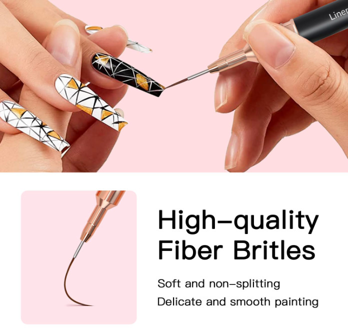 5PCS Metallic Nail Art Liner Brushes Set – Fine Detail, Thin Line and DIY Design