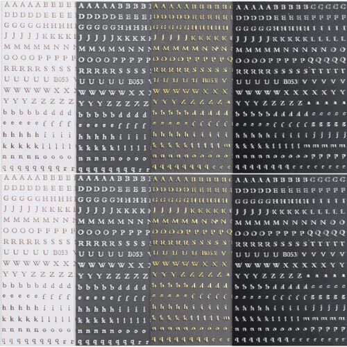 8 Sheets Letter Nail Stickers Nail Decals 3D Self-Adhesive Laser Gold Silver